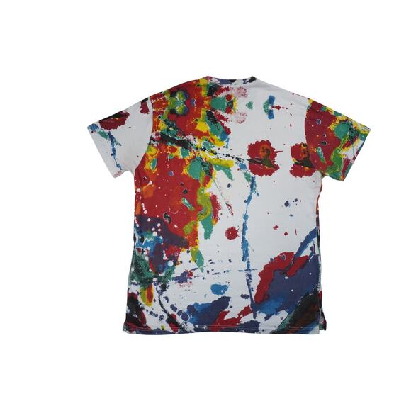 Hardcore All Over Print Paint Splatter Graphic T-Shirt 2X White Red Y2K - Picture 2 of 4